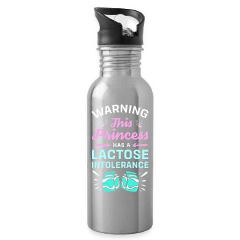 Flatulence, allergie au lait, intolérance au lactose - Gourde avec paille intégrée - argent clair - Droite