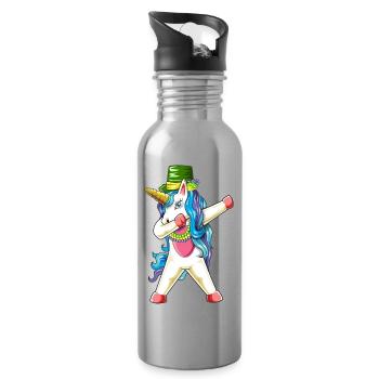 Zurück zur Schule 2026 Einhorn Mardi Gras - Trinkflasche mit integriertem Trinkhalm - Lightsilver - Rechts
