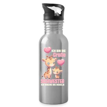 Je suis la grande sœur, c’est moi qui fais les règles. - Gourde avec paille intégrée - argent clair - Droite