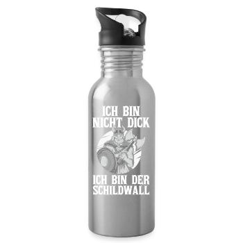 Mittelalter Schildwall Mittelaltermarkt Wikinger - Trinkflasche mit integriertem Trinkhalm - Lightsilver - Rechts