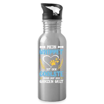 Mon whip : Le chien le plus cool du monde - Gourde avec paille intégrée - argent clair - Droite