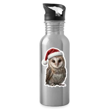 Geheimnisvolle Eule im Weihnachtszauber - Trinkflasche mit integriertem Trinkhalm - Lightsilver - Rechts