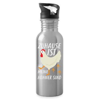 Home is where my chickens are - Water bottle with straw - silver - Right