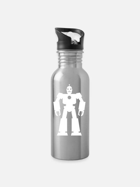 Roboter – KI Technik Sci-Fi Nerd Design - Trinkflasche mit integriertem Trinkhalm - Lightsilver