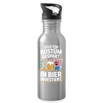 Carnival Money Saved for Costume Beer Booze Party - Water bottle with straw - silver - Right