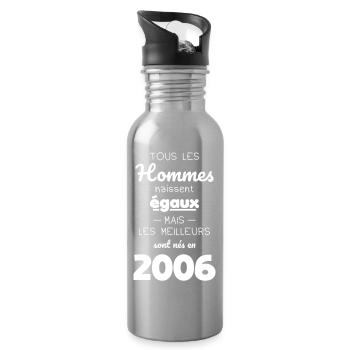 20 Jahre – Die Besten wurden 2006 geboren - Trinkflasche mit integriertem Trinkhalm - Lightsilver - Rechts