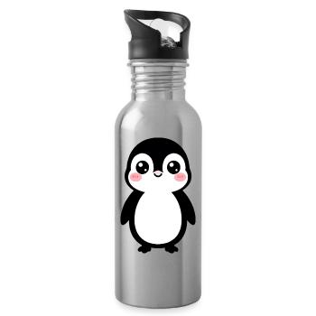 Panda Kiss Kawaii - Trinkflasche mit integriertem Trinkhalm - Lightsilver - Rechts