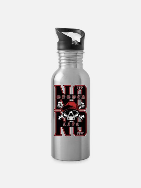 No Bobber No Life - Trinkflasche mit integriertem Trinkhalm - Lightsilver