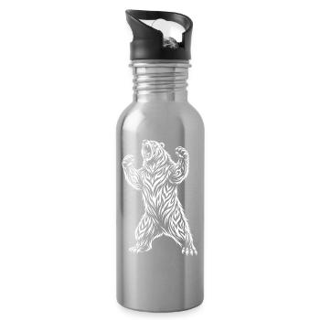 Motif de l’ours polaire tribal – Ours sauvage - Gourde avec paille intégrée - argent clair - Droite