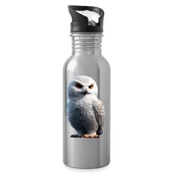 Snowy Owl White Owl Owl Owl Owl Snow Owl - Water bottle with straw - silver - Right