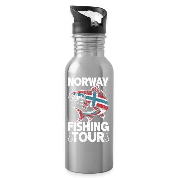 Norway Fischer Fish Angeln Angler Norwegen - Trinkflasche mit integriertem Trinkhalm - Lightsilver - Rechts