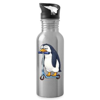 Scooter Penguin mignon Ennui solitaire - Gourde avec paille intégrée - argent clair - Droite