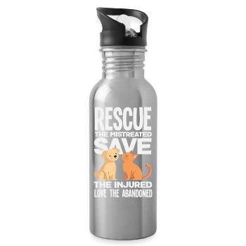 Care Adopt Animal Rescue Rescue Injured - Water bottle with straw - silver - Right