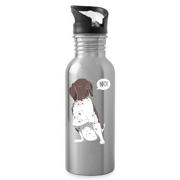 German Pointer Dog German Shorthair - Water bottle with straw - silver - Right