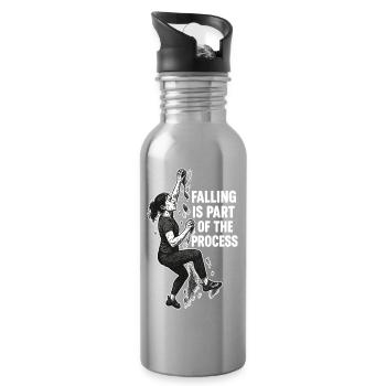 Bouldern Frau: Falling Is Part of the Process - Trinkflasche mit integriertem Trinkhalm - Lightsilver - Rechts