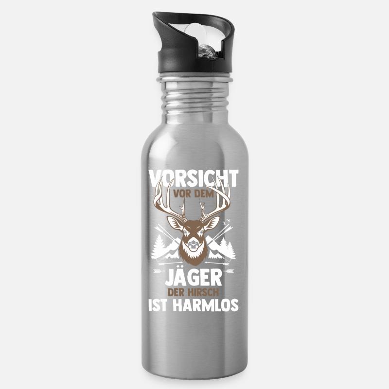 Jagd Jagen Waidmann Jäger - Trinkflasche mit integriertem Trinkhalm - Lightsilver