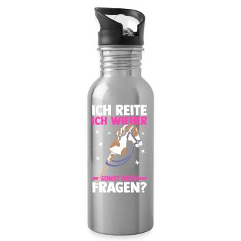 Steckenpferd Hobbyhorse Hobby Horsing - Trinkflasche mit integriertem Trinkhalm - Lightsilver - Rechts