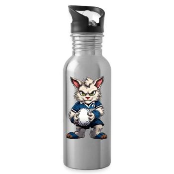 Rugby Cat - Gourde avec paille intégrée - argent clair - Droite