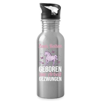 Reiten Pferdeliebhaber Reiterhof Pferde - Trinkflasche mit integriertem Trinkhalm - Lightsilver - Rechts