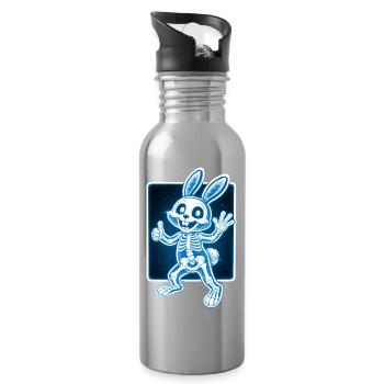 Squelette de lapin à rayons X Drôle de design d’Halloween - Gourde avec paille intégrée - argent clair - Droite