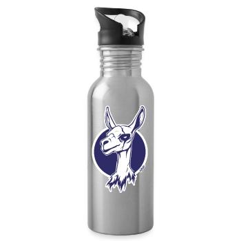 Purple Circle Llama Icon - Water bottle with straw - silver - Right