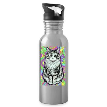 chat - Gourde avec paille intégrée - argent clair - Droite