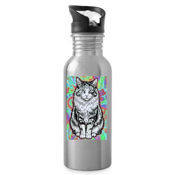 cat - Water bottle with straw - silver - Right