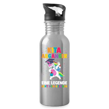 Kita Abgänger Eine Legende Verlässt Das Gelände - Trinkflasche mit integriertem Trinkhalm - Lightsilver - Rechts
