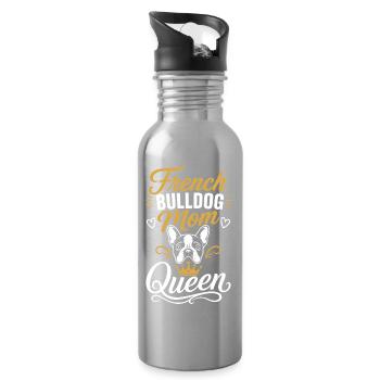 French Bulldog Mom Queen - Water bottle with straw - silver - Right