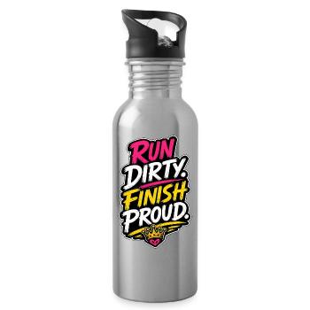 Run Dirty Finish Proud Running Motivation - Trinkflasche mit integriertem Trinkhalm - Lightsilver - Rechts