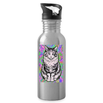 Katze - Trinkflasche mit integriertem Trinkhalm - Lightsilver - Rechts