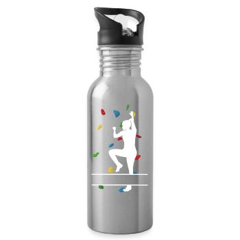 Climbing Wall Woman White – Custom Boulder - Water bottle with straw - silver - Right