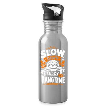 Slow Down Enjoy The Hang Time - Trinkflasche mit integriertem Trinkhalm - Lightsilver - Rechts