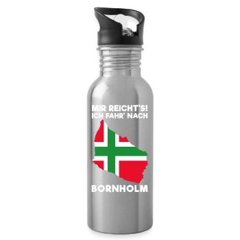 Bornholm Spruch - Trinkflasche mit integriertem Trinkhalm - Lightsilver - Rechts