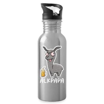 Alkpapa Alpaga avec chope de bière – Diction drôle - Gourde avec paille intégrée - argent clair - Droite