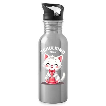 Schulkind 2026 Einschulung 2026 Schulanfang - Trinkflasche mit integriertem Trinkhalm - Lightsilver - Rechts