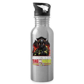 Feuerwehr - Trinkflasche mit integriertem Trinkhalm - Lightsilver - Rechts