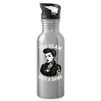 Pin-Up Girl: Too Glam to Give a Damn Biker - Trinkflasche mit integriertem Trinkhalm - Lightsilver - Rechts