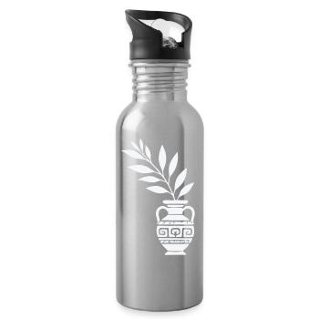 Antike Vase mit Blattzweigen - Trinkflasche mit integriertem Trinkhalm - Lightsilver - Rechts