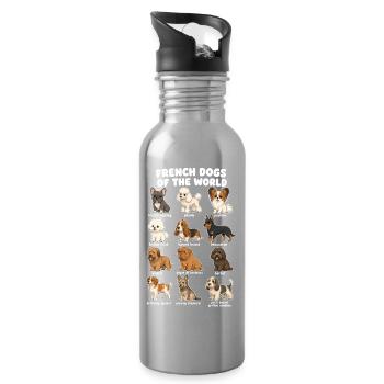 Französische Hunderassen-diagramm Niedliche - Trinkflasche mit integriertem Trinkhalm - Lightsilver - Rechts