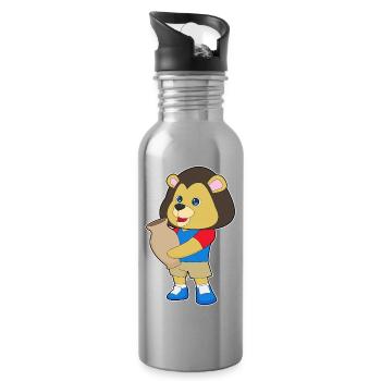 Lion Vase - Water bottle with straw - silver - Right
