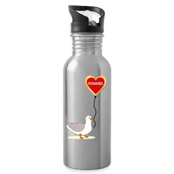 Möwe Pommes - Trinkflasche mit integriertem Trinkhalm - Lightsilver - Rechts