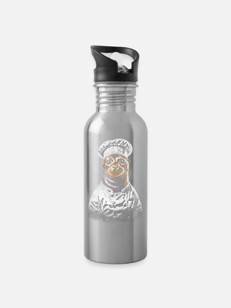 Robbenkoch - Trinkflasche mit integriertem Trinkhalm - Lightsilver