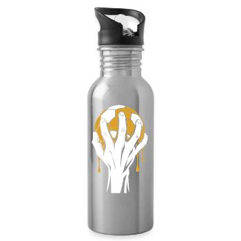 Handball Hand Illustration – Gold & Schwarz - Trinkflasche mit integriertem Trinkhalm - Lightsilver - Rechts