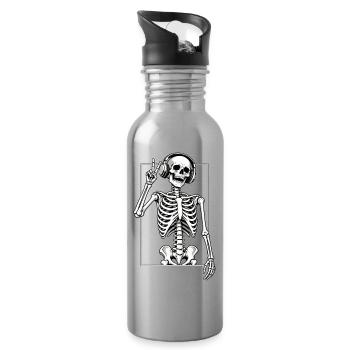 Skelett mit Kopfhörern - Trinkflasche mit integriertem Trinkhalm - Lightsilver - Rechts