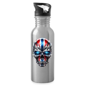 Couleurs du drapeau du Cyber Skull - Gourde avec paille intégrée - argent clair - Droite