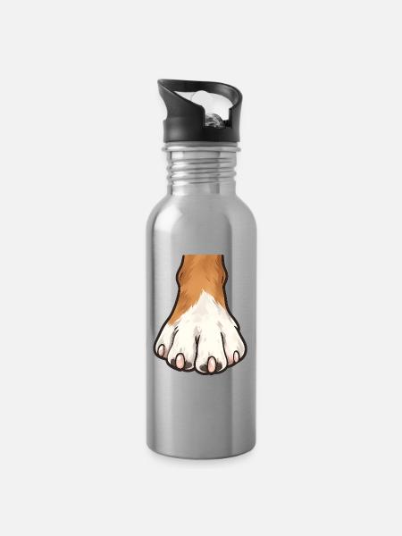 Paw Print Illustration - Water bottle with straw - silver