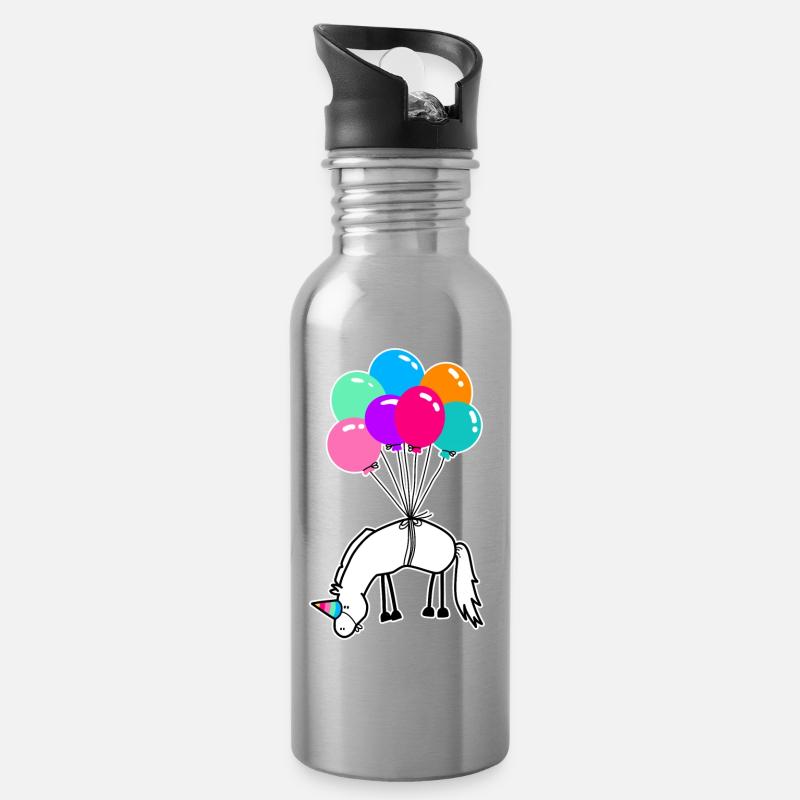 Ich bin ein Einhorn – Magisch Fantastisches Motiv - Trinkflasche mit integriertem Trinkhalm - Lightsilver