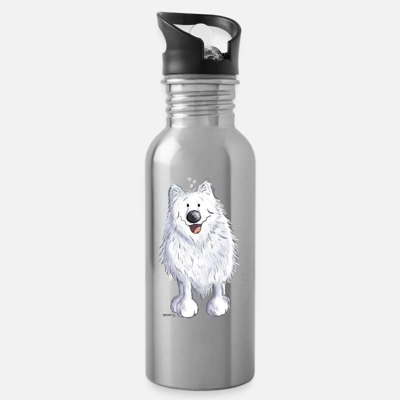 Der Spitz ist angekommen - Trinkflasche mit integriertem Trinkhalm - Lightsilver