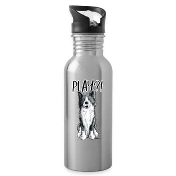 Border Collie Play - Trinkflasche mit integriertem Trinkhalm - Lightsilver - Rechts